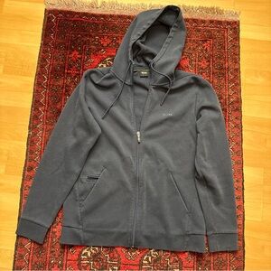 Hugo BOSS Zip-Up Hooded Sweatshirt - Charcoal Mens Large